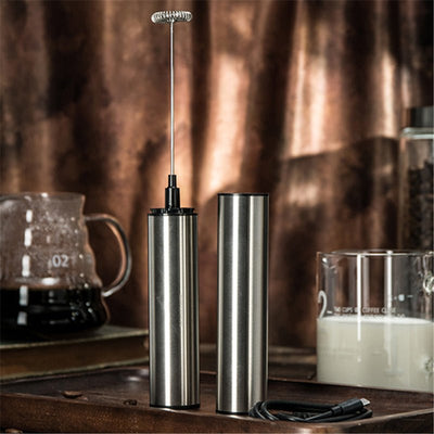 Electric Milk Frother Stainless Steel Handheld Mixer For Coffee Foam