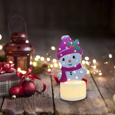 LED Christmas Candle Lamps With Santa Snowman Tree Night Lights