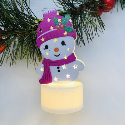 LED Christmas Candle Lamps With Santa Snowman Tree Night Lights