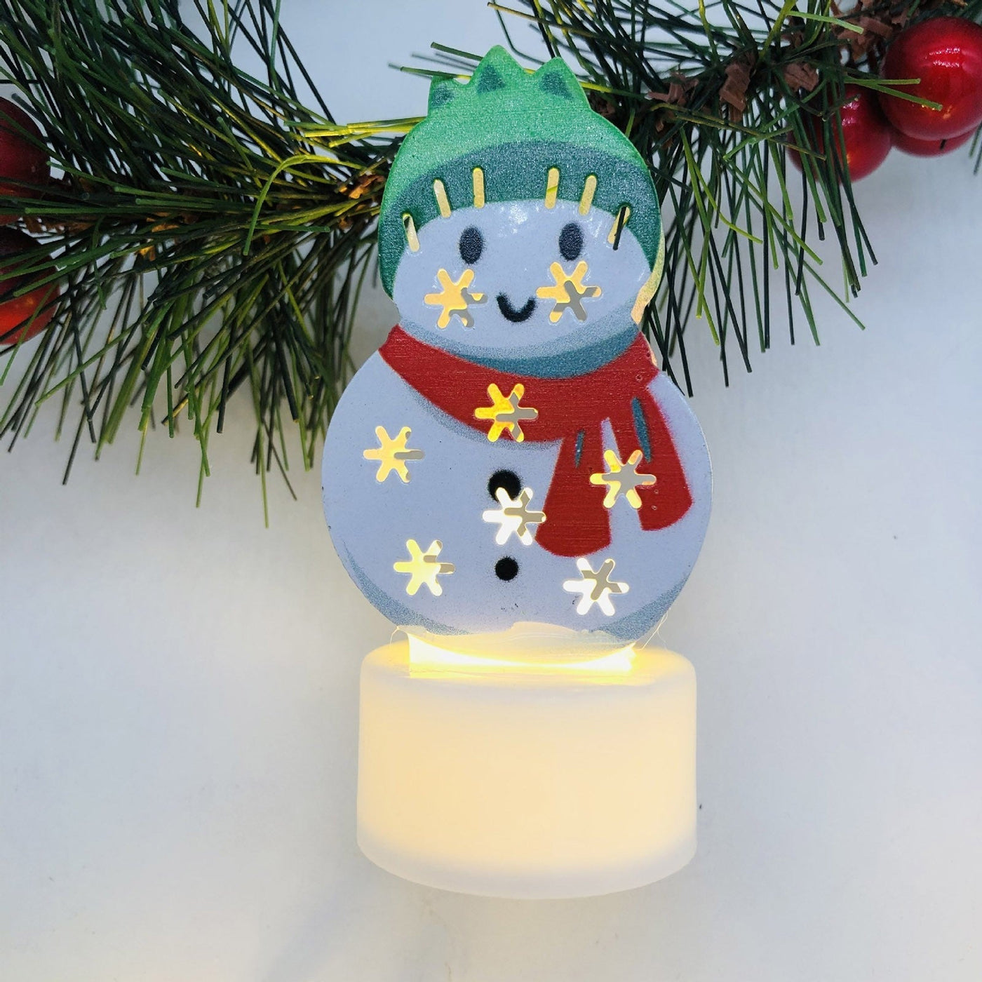 LED Christmas Candle Lamps With Santa Snowman Tree Night Lights