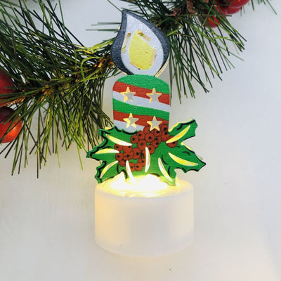 LED Christmas Candle Lamps With Santa Snowman Tree Night Lights