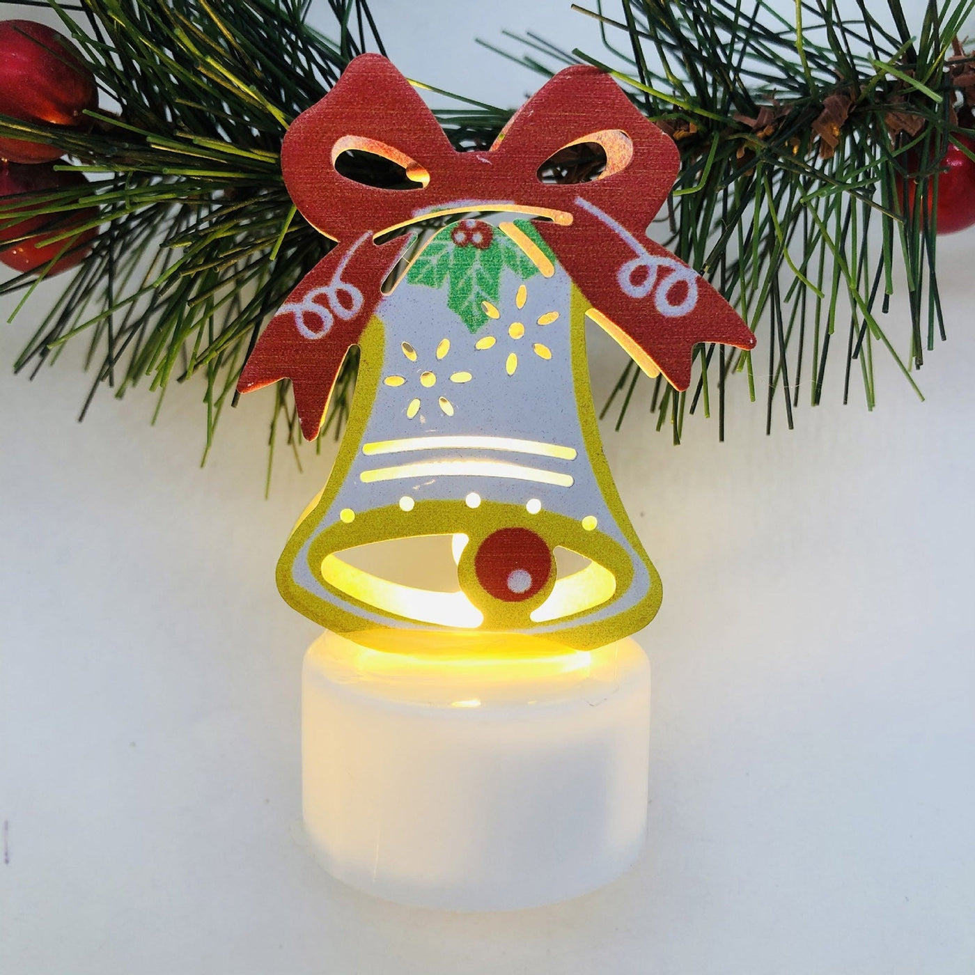 LED Christmas Candle Lamps With Santa Snowman Tree Night Lights