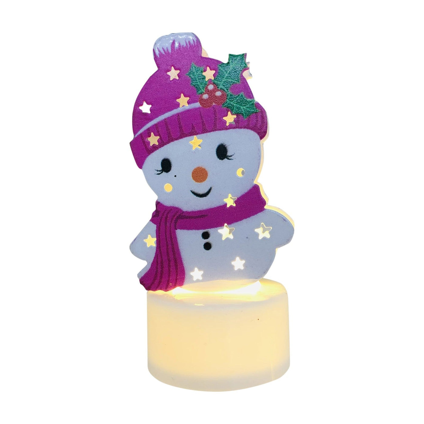 LED Christmas Candle Lamps With Santa Snowman Tree Night Lights