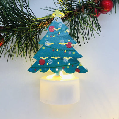 LED Christmas Candle Lamps With Santa Snowman Tree Night Lights