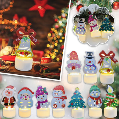 LED Christmas Candle Lamps With Santa Snowman Tree Night Lights