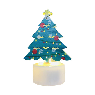 LED Christmas Candle Lamps With Santa Snowman Tree Night Lights