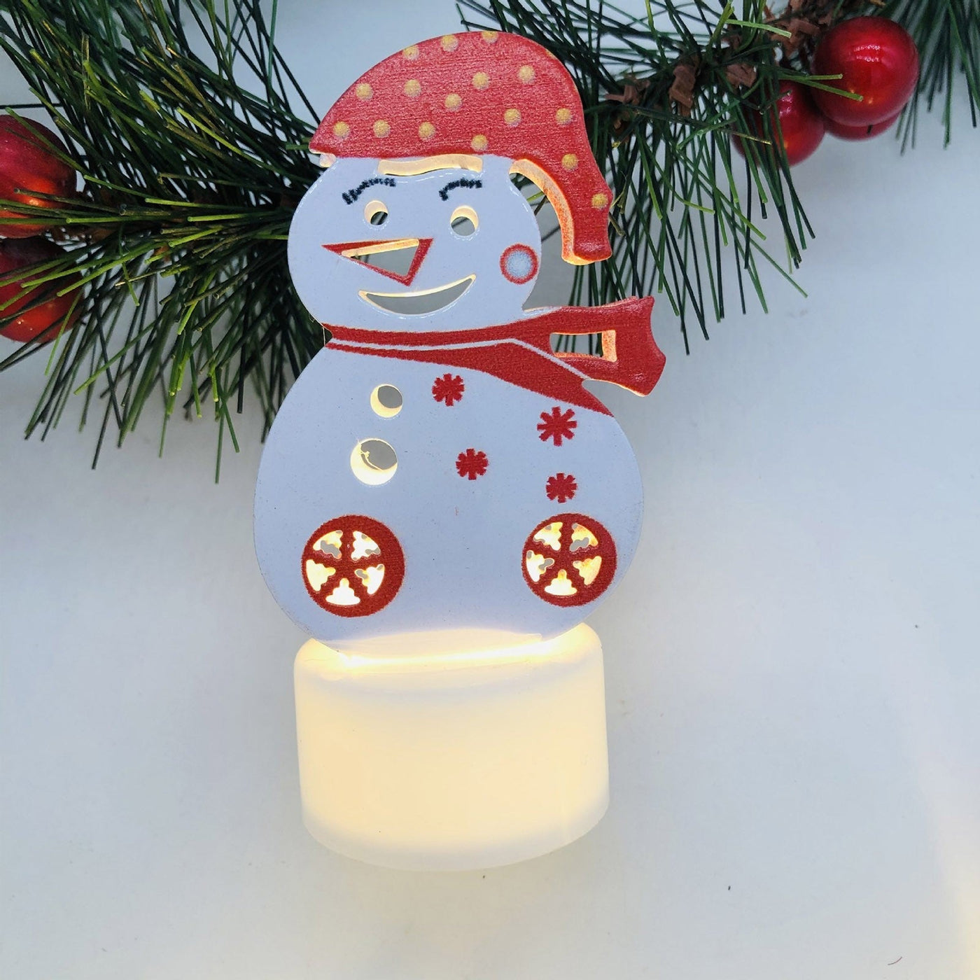 LED Christmas Candle Lamps With Santa Snowman Tree Night Lights