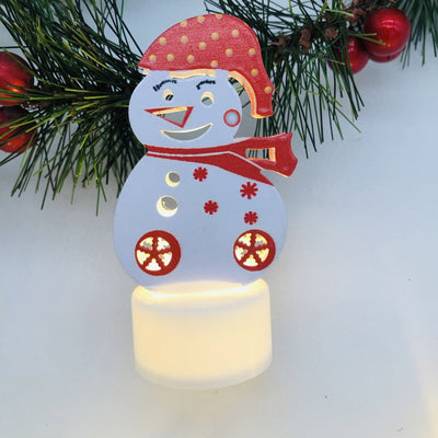 LED Christmas Candle Lamps With Santa Snowman Tree Night Lights