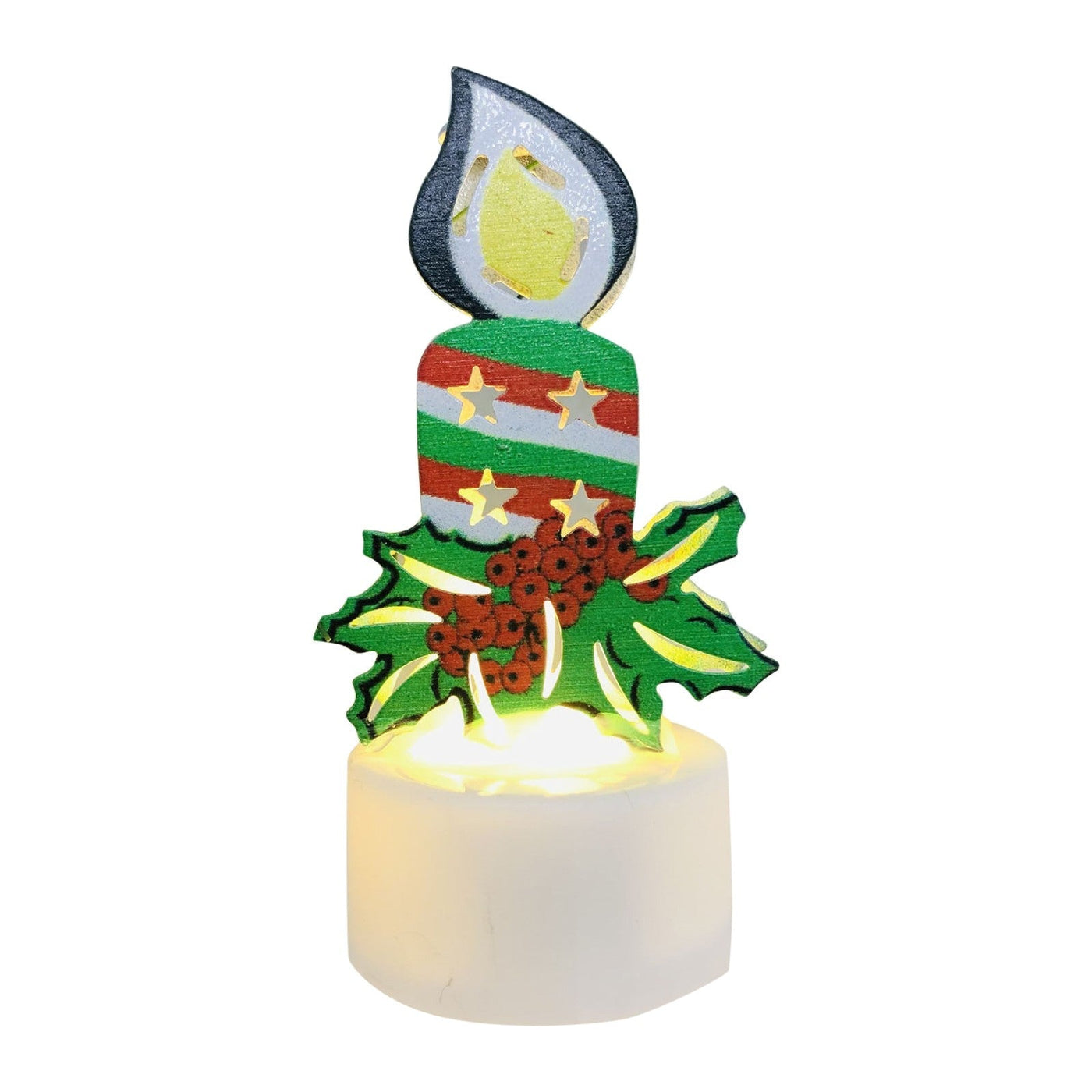 LED Christmas Candle Lamps With Santa Snowman Tree Night Lights
