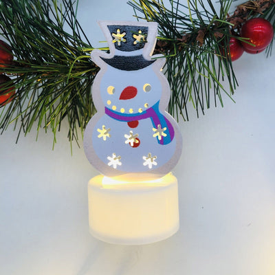 LED Christmas Candle Lamps With Santa Snowman Tree Night Lights