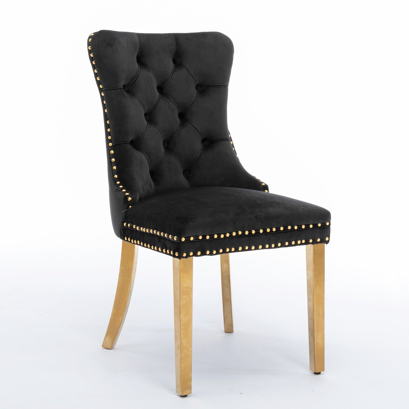 Velvet Dining Chair Set With Solid Wood Frame And Gold Legs