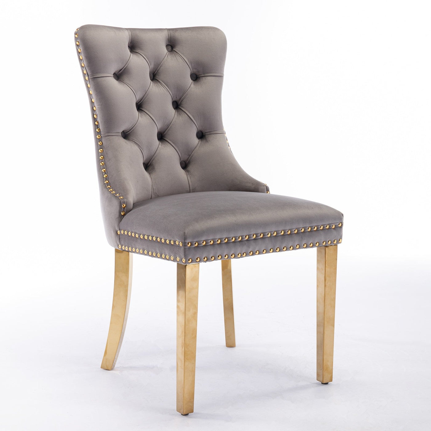 Velvet Dining Chair Set With Solid Wood Frame And Gold Legs