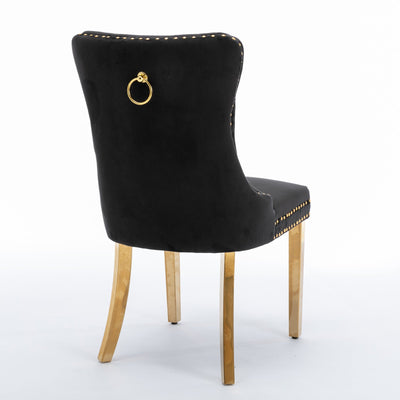 Velvet Dining Chair Set With Solid Wood Frame And Gold Legs