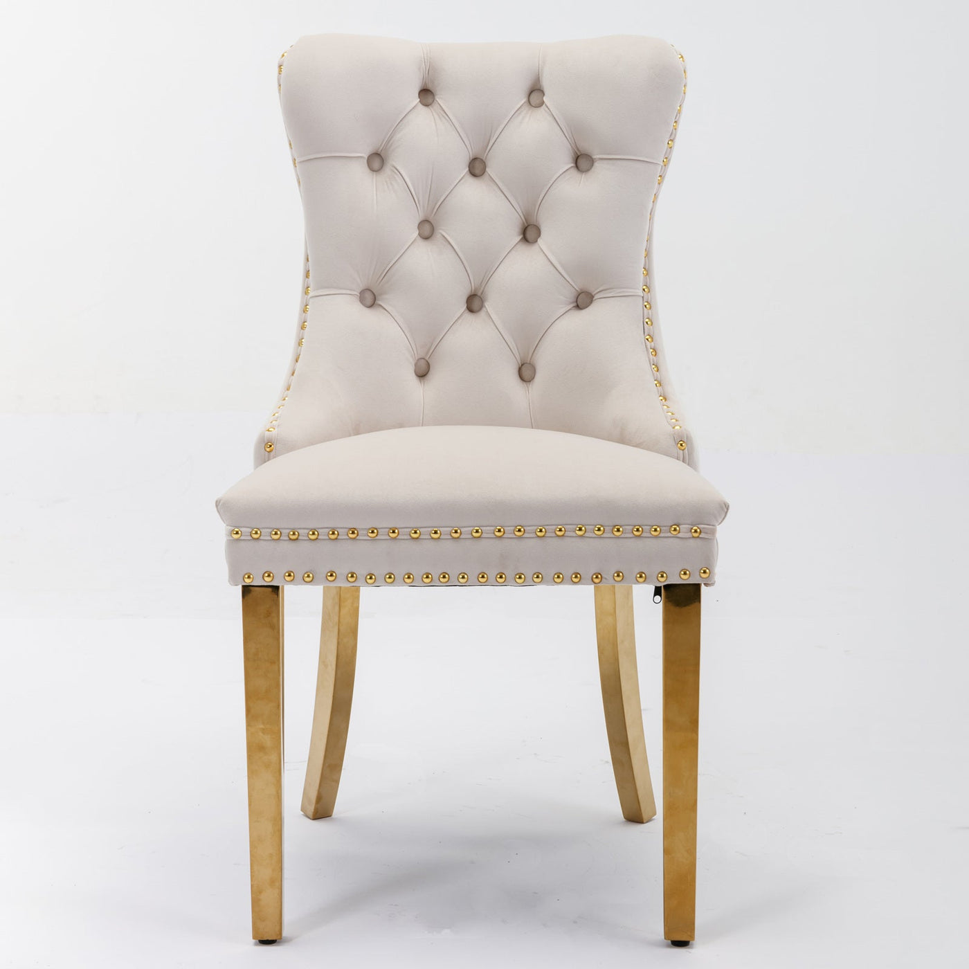 Velvet Dining Chair Set With Solid Wood Frame And Gold Legs