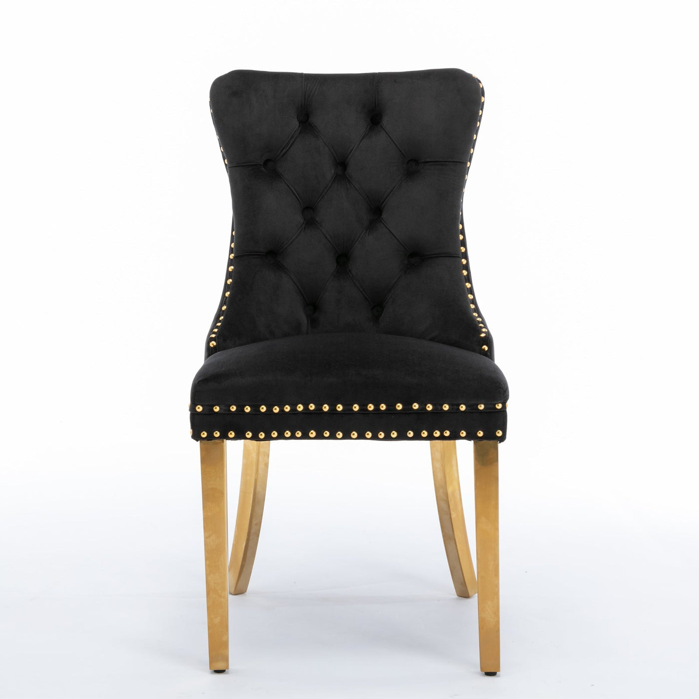 Velvet Dining Chair Set With Solid Wood Frame And Gold Legs