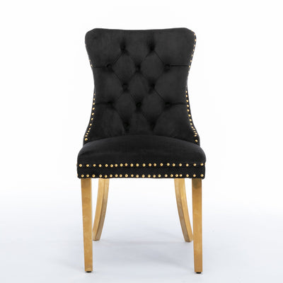 Velvet Dining Chair Set With Solid Wood Frame And Gold Legs
