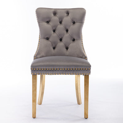 Velvet Dining Chair Set With Solid Wood Frame And Gold Legs