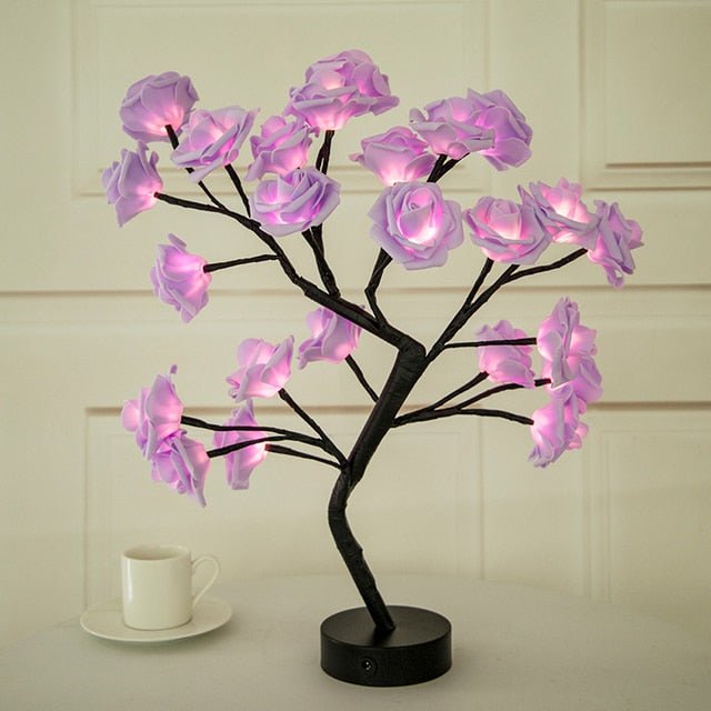 Enchanted Rose Tree Lamp Warm White LED Bonsai Night Light