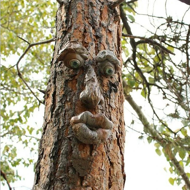 Enchanted Tree Face Decoration Outdoor Old Man Tree Sculpture