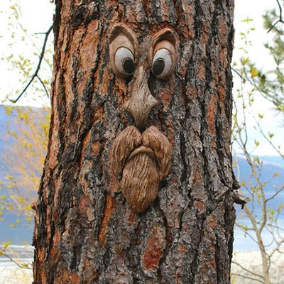Enchanted Tree Face Decoration Outdoor Old Man Tree Sculpture