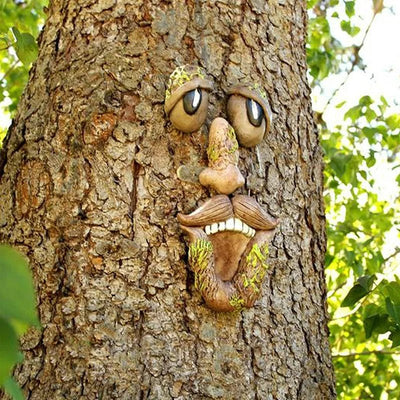 Enchanted Tree Face Decoration Outdoor Old Man Tree Sculpture