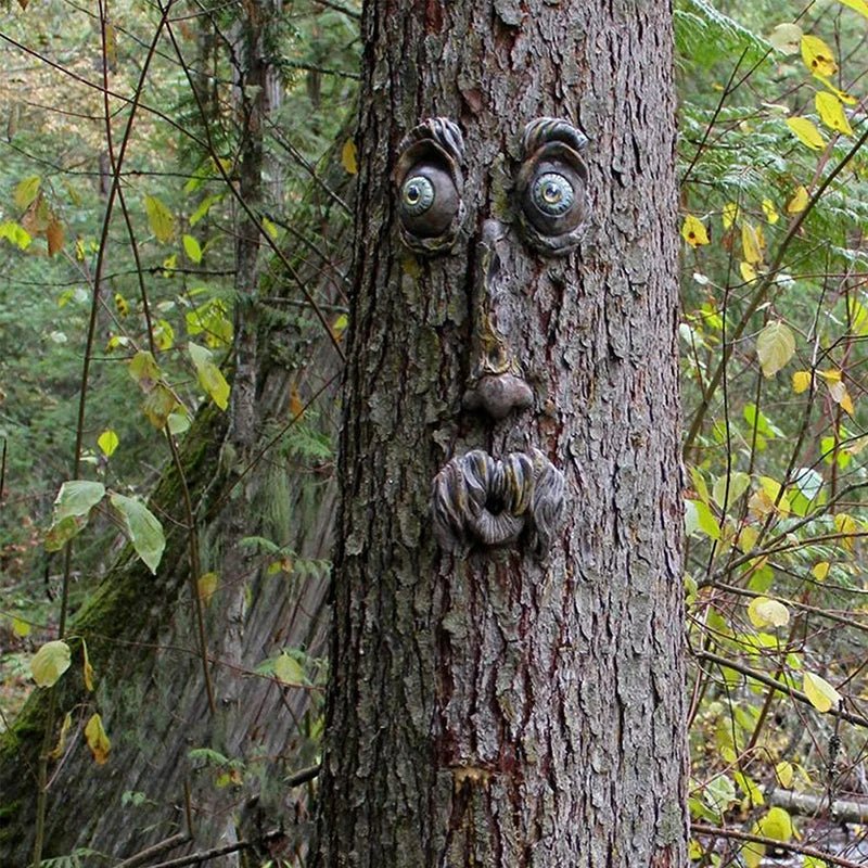 Enchanted Tree Face Decoration Outdoor Old Man Tree Sculpture