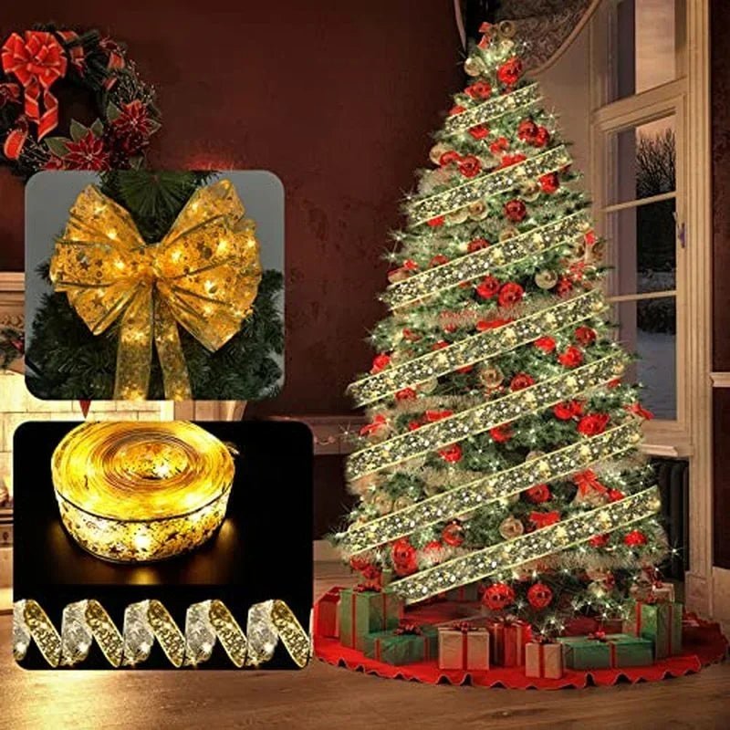 Ribbon Fairy Lights For Christmas Tree Ornaments And Home Decor
