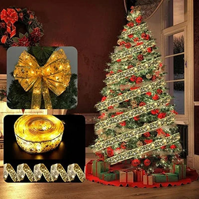 Ribbon Fairy Lights For Christmas Tree Ornaments And Home Decor