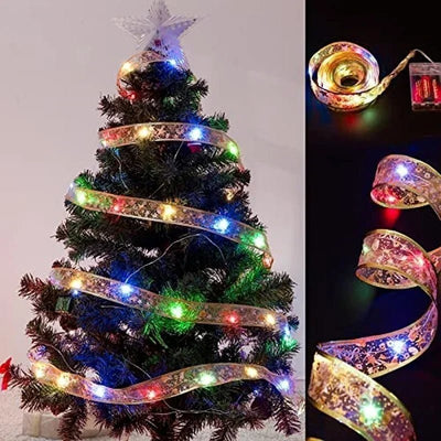 Ribbon Fairy Lights For Christmas Tree Ornaments And Home Decor