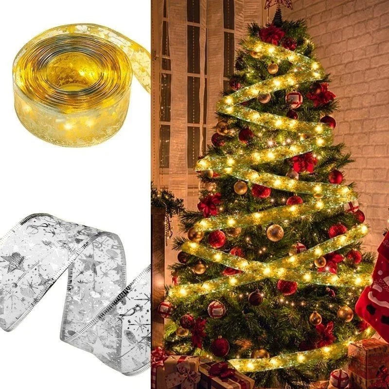 Ribbon Fairy Lights For Christmas Tree Ornaments And Home Decor