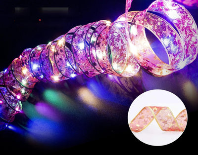 Ribbon Fairy Lights For Christmas Tree Ornaments And Home Decor