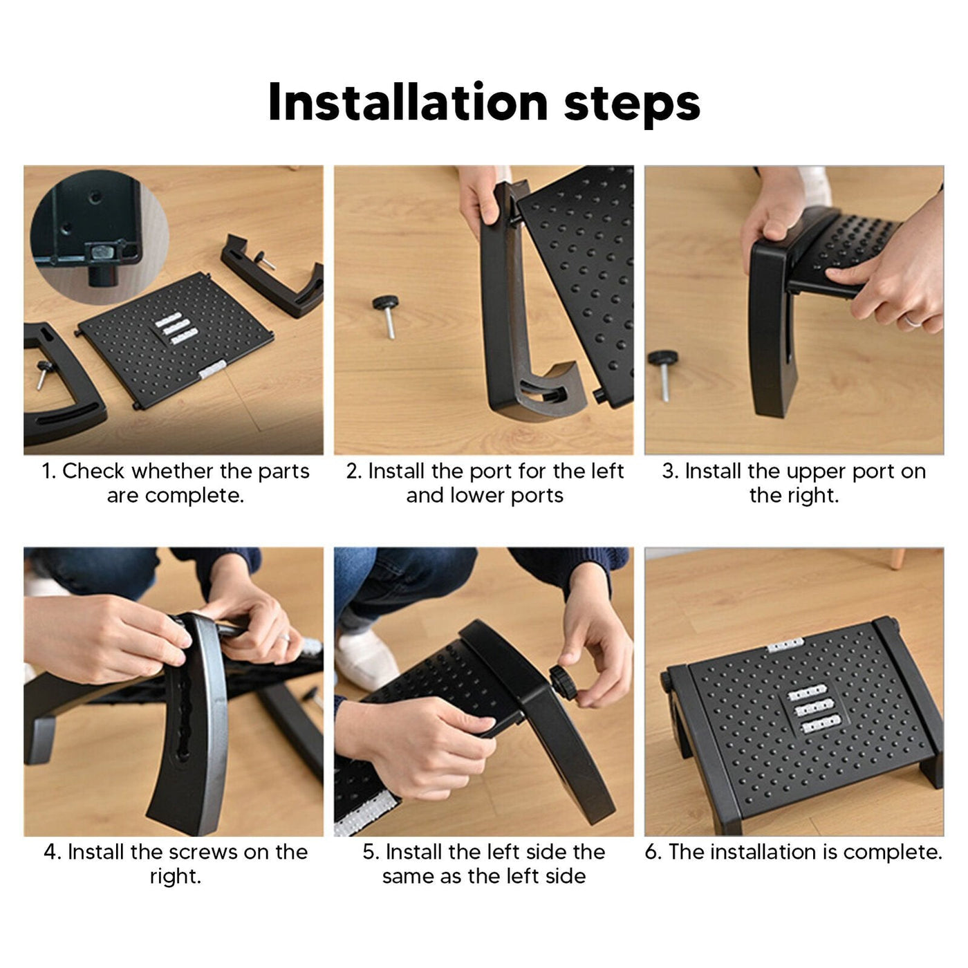 Ergonomic Office Footrest Adjustable Height Comfortable Under Desk Support