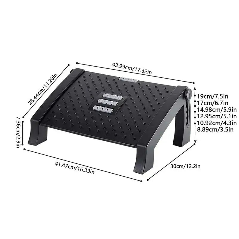 Ergonomic Office Footrest Adjustable Height Comfortable Under Desk Support