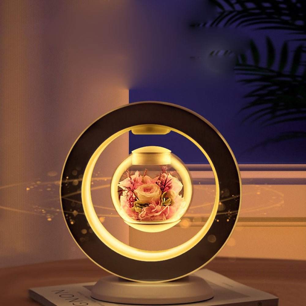 Magnetic Levitation Flower Night Light With 3D Immortal LED Design