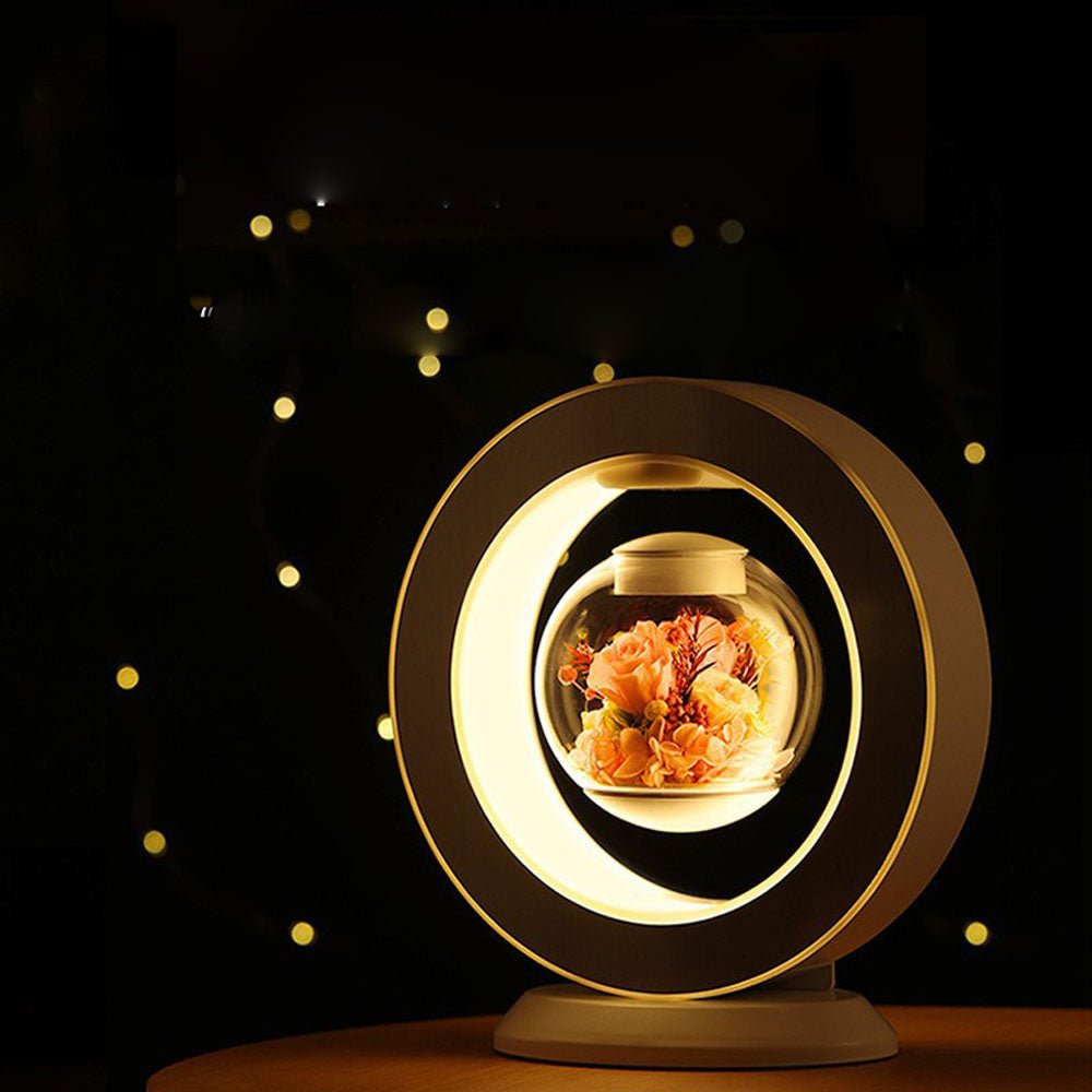 Magnetic Levitation Flower Night Light With 3D Immortal LED Design