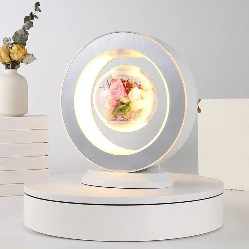 Magnetic Levitation Flower Night Light With 3D Immortal LED Design
