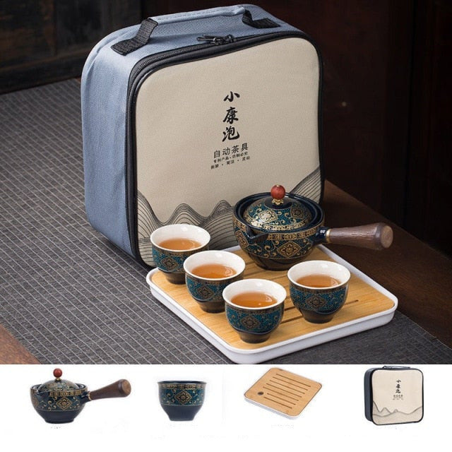 Exquisite Rotating Traditional Chinese Tea Set Collection