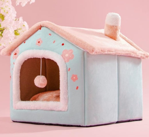 Foldable Dog House Warm Removable Nest Enclosed Pet Bed Sofa