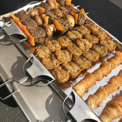 3 Way Grill Skewers Set For Versatile Outdoor Barbecue Cooking