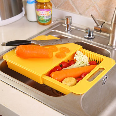 Multifunction Kitchen Chopping Board With Sink Drain Basket And Tools