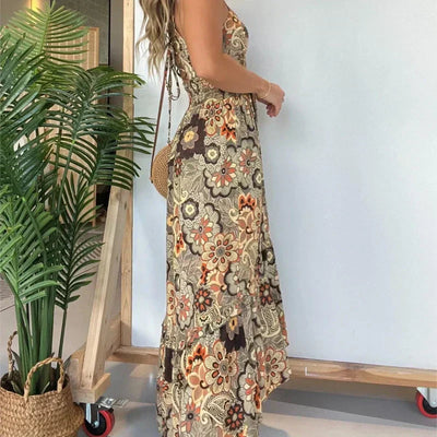 Women's Floral Spaghetti Strap Maxi Dress Long Elegant Summer Dress
