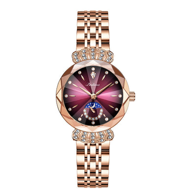 Diamond Moon Star Watch For Women Elegant Stylish Jewelry Timepiece