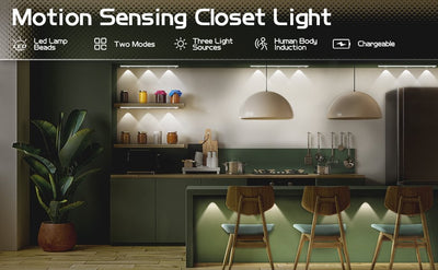 LED Motion Sensor Cabinet Light USB Rechargeable Wireless Lamp
