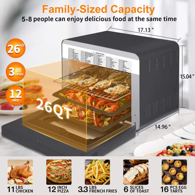 Geek Chef Steam Air Fryer Oven Combo 26 QT Convection Countertop