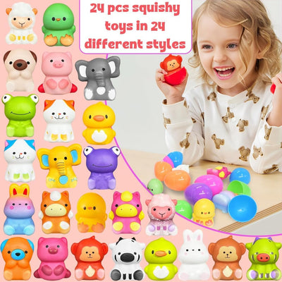 24 PCS Easter Squishy Toys Prefilled Slow Rising Eggs Set