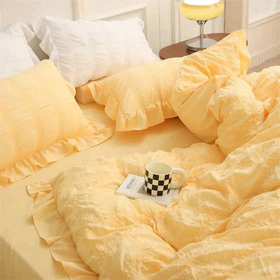 Icy Summer Seersucker Quilt Set 4-Piece Lightweight Cooling Quilt