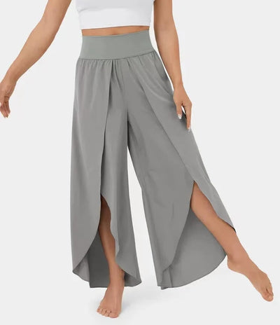High Waisted Wide Leg Pants Split Casual Quick Dry Design