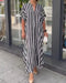 V-neck Shirt Dress Stripe Print Casual Elegant Summer Wear