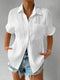 Shirt Collar Blouse Casual Buttoned Loose Fit Stylish Top
