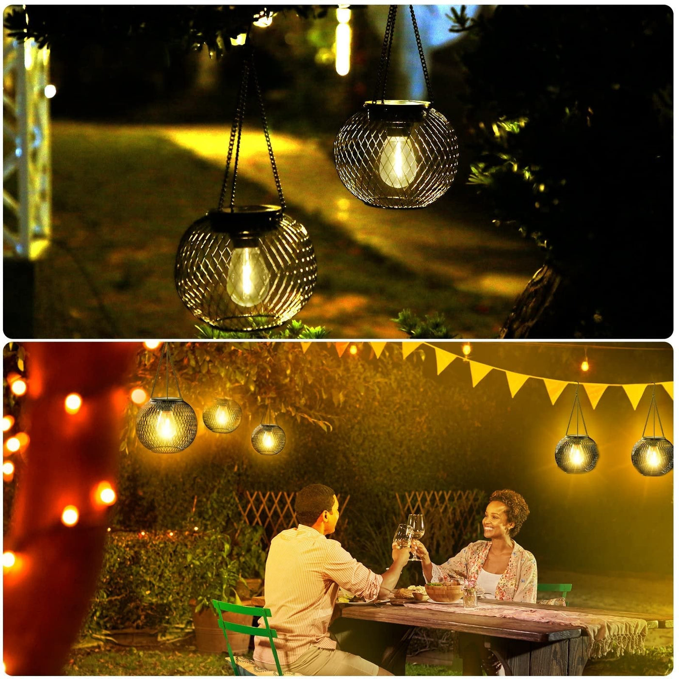 Solar Outdoor Lights Hanging Lantern Waterproof Garden Decor